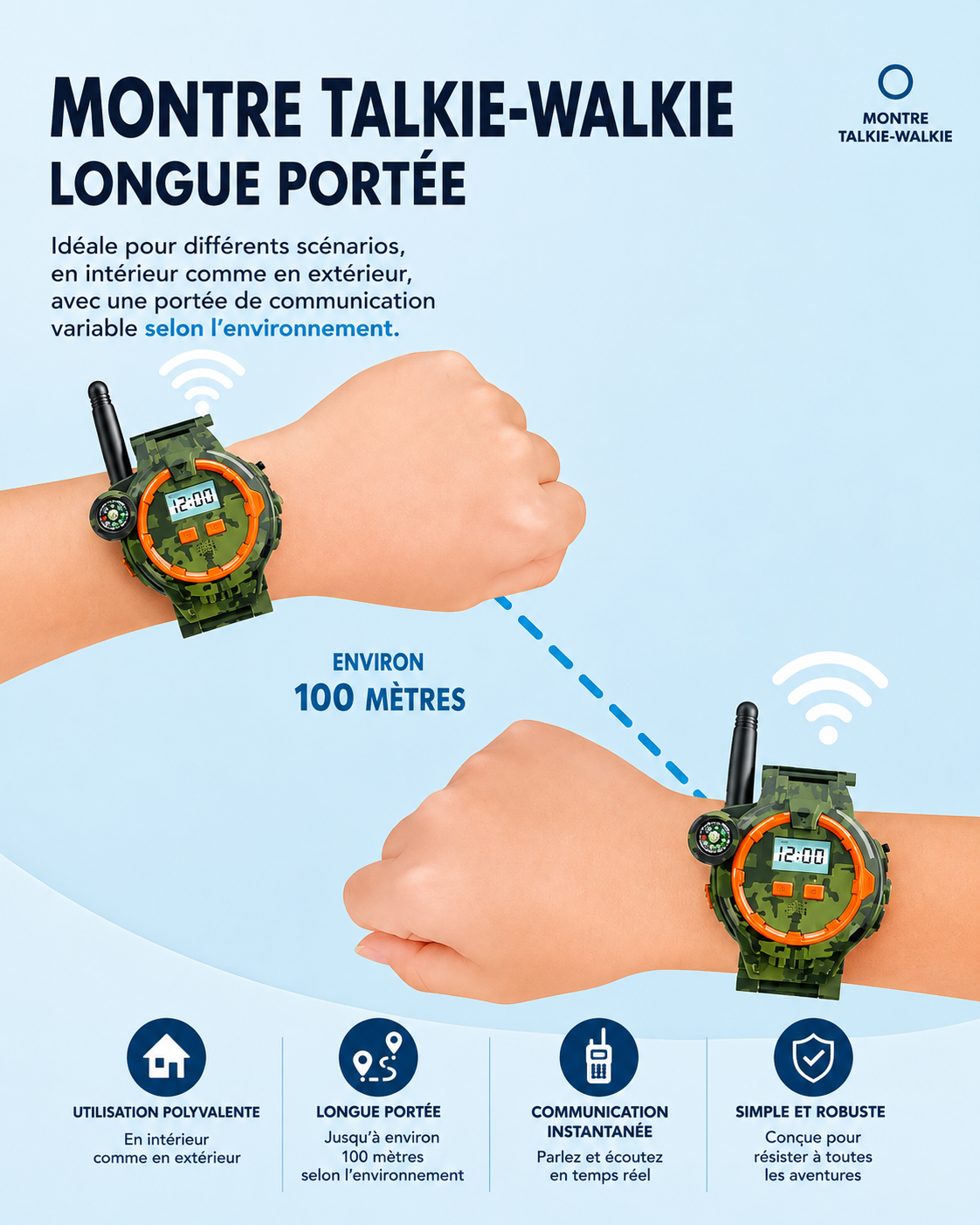 2 Pièces Talkie-Walkie Montre Jouet Électronique, Rechargeable avec Boussole,  Espion – Cadeaux pour Enfants