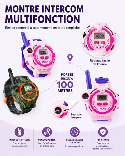 2 Pièces Talkie-Walkie Montre Jouet Électronique, Rechargeable avec Boussole,  Espion – Cadeaux pour Enfants