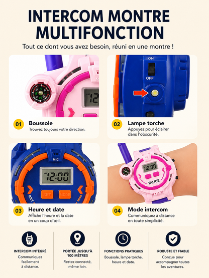 2 Pièces Talkie-Walkie Montre Jouet Électronique, Rechargeable avec Boussole,  Espion – Cadeaux pour Enfants