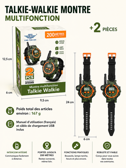 2 Pièces Talkie-Walkie Montre Jouet Électronique, Rechargeable avec Boussole,  Espion – Cadeaux pour Enfants